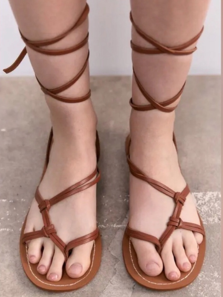Zara Tan Lace-Up Gladiator Sandals